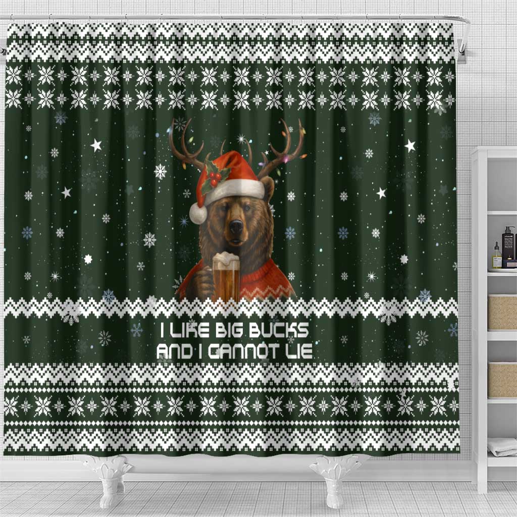 Bear Hunting and Beer Christmas Shower Curtain Xmas Holiday Patterns - Wonder Print Shop