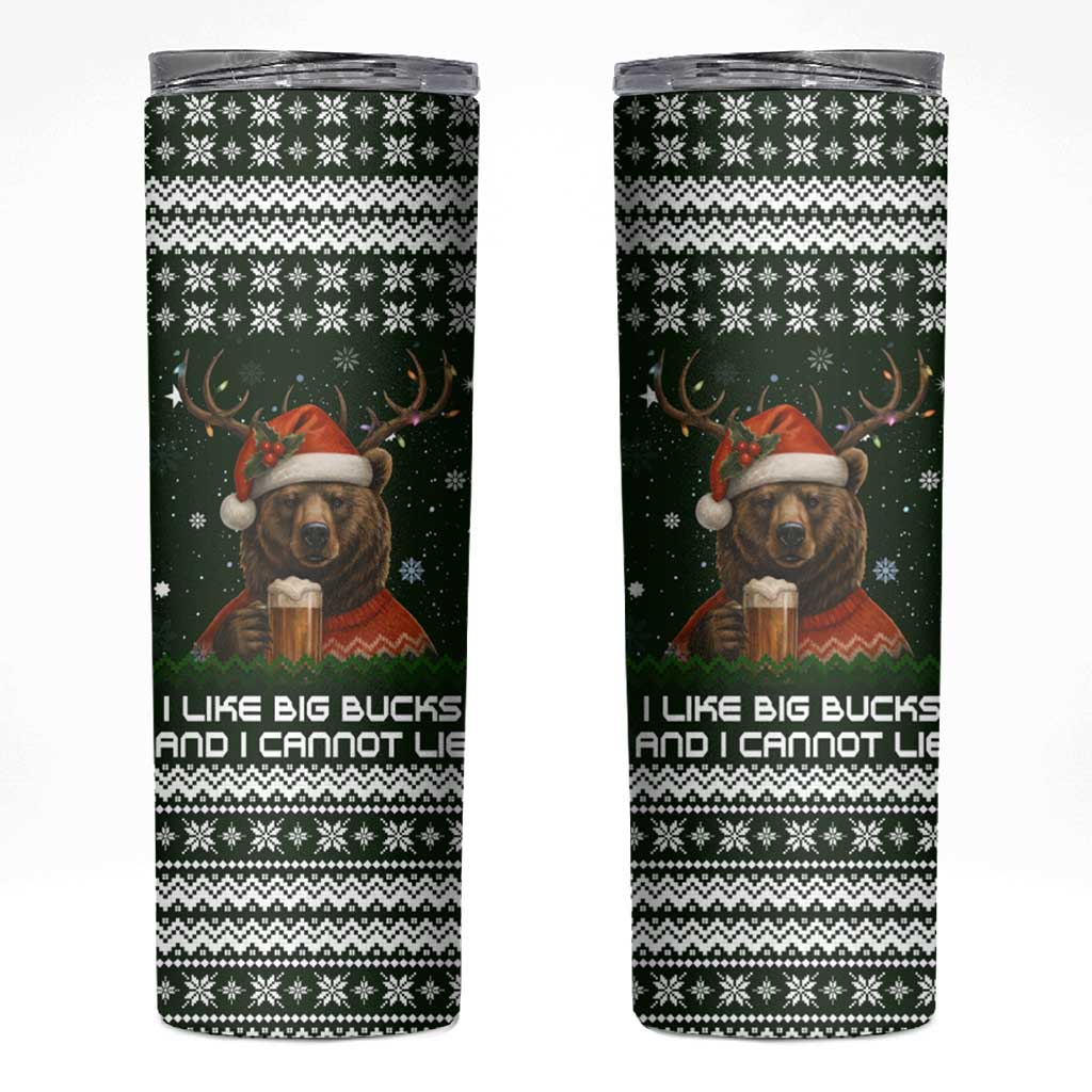 Bear Hunting and Beer Christmas Skinny Tumbler Xmas Holiday Patterns - Wonder Print Shop