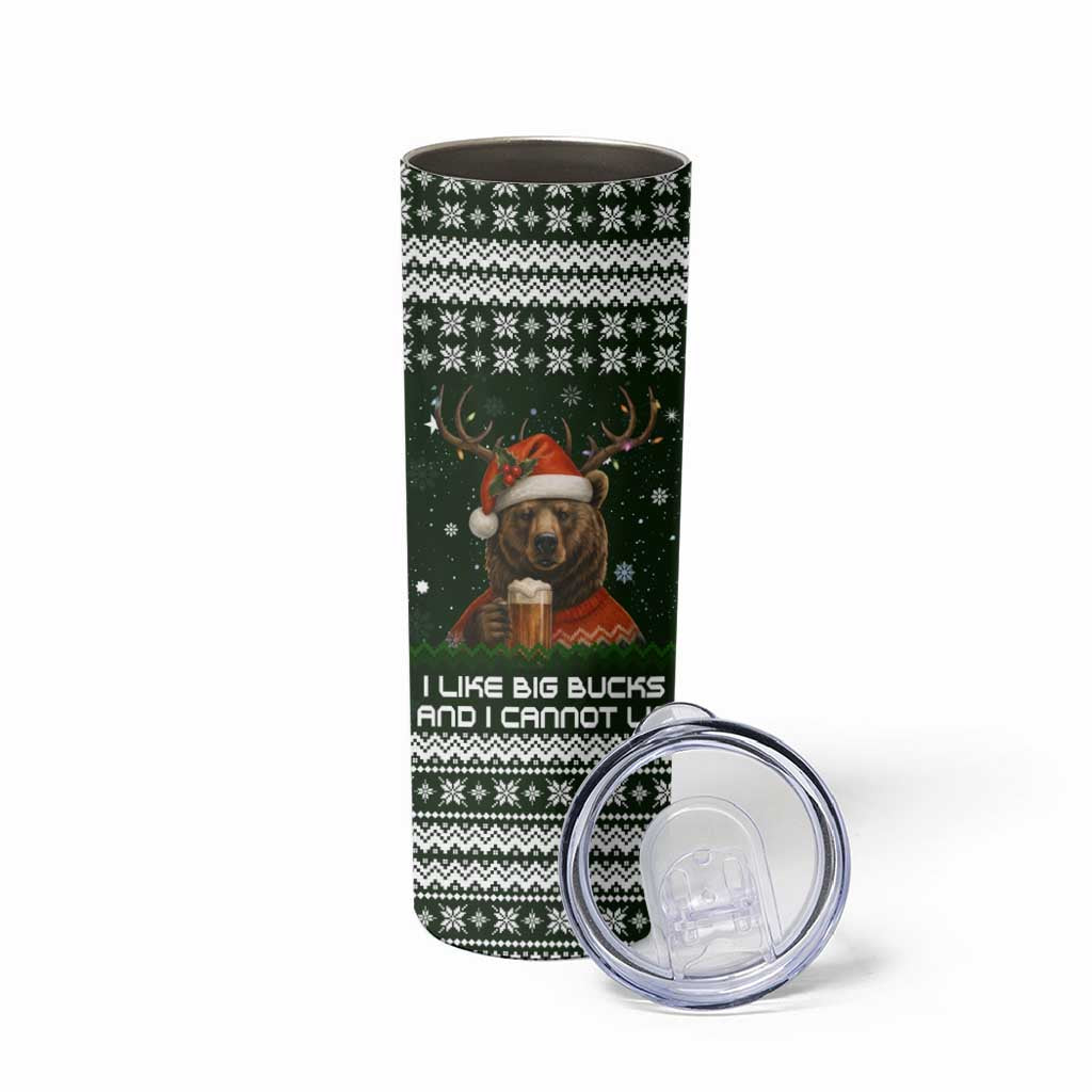 Bear Hunting and Beer Christmas Skinny Tumbler Xmas Holiday Patterns - Wonder Print Shop