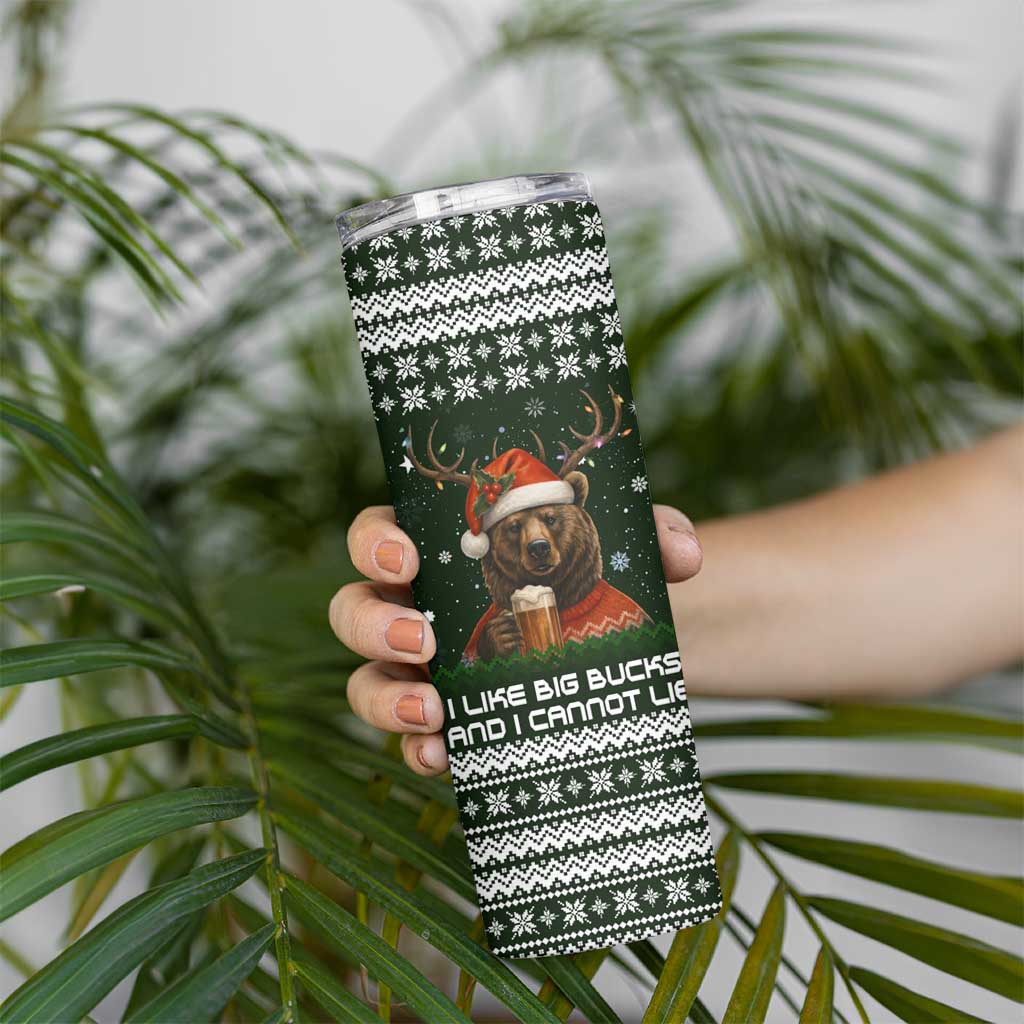 Bear Hunting and Beer Christmas Skinny Tumbler Xmas Holiday Patterns - Wonder Print Shop