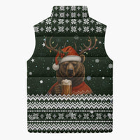 Bear Hunting and Beer Christmas Sleeveless Puffer Jacket Xmas Holiday Patterns - Wonder Print Shop
