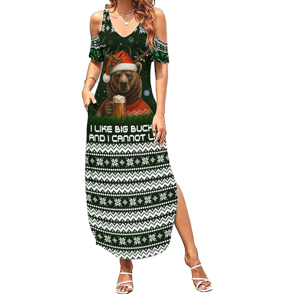 Bear Hunting and Beer Christmas Summer Maxi Dress Xmas Holiday Patterns - Wonder Print Shop