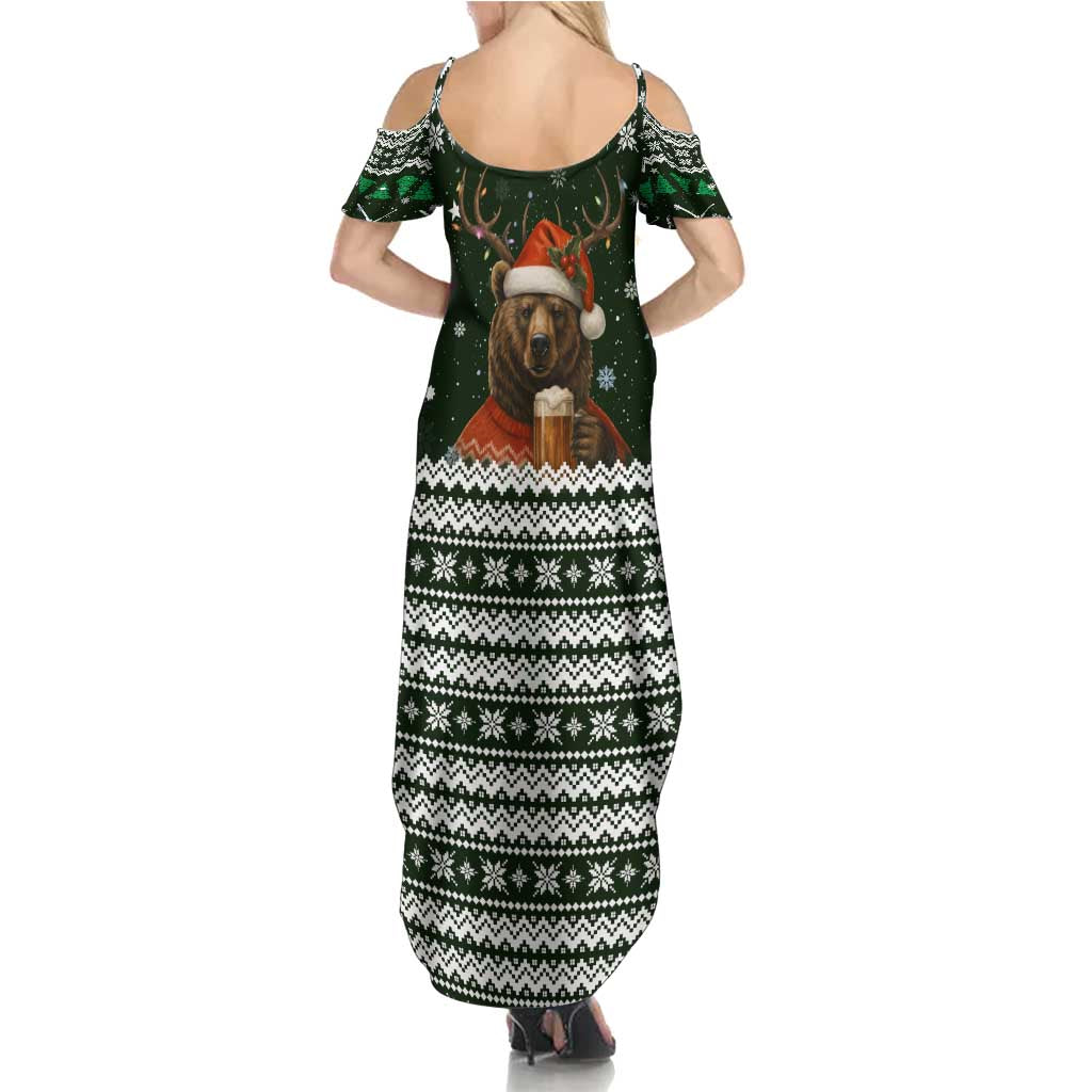 Bear Hunting and Beer Christmas Summer Maxi Dress Xmas Holiday Patterns - Wonder Print Shop