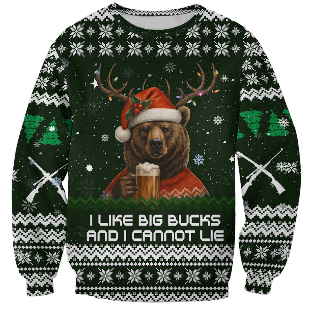 Bear Hunting and Beer Christmas Sweatshirt Xmas Holiday Patterns - Wonder Print Shop