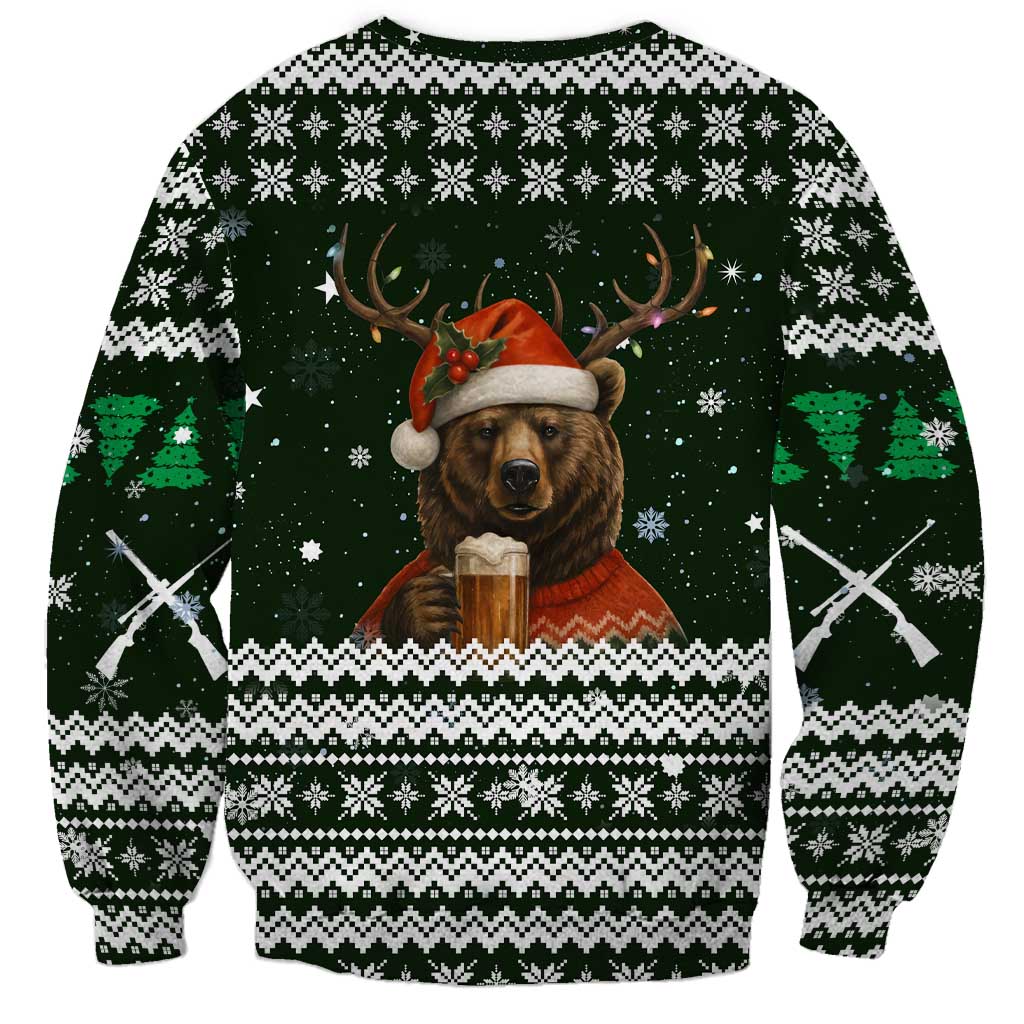Bear Hunting and Beer Christmas Sweatshirt Xmas Holiday Patterns - Wonder Print Shop