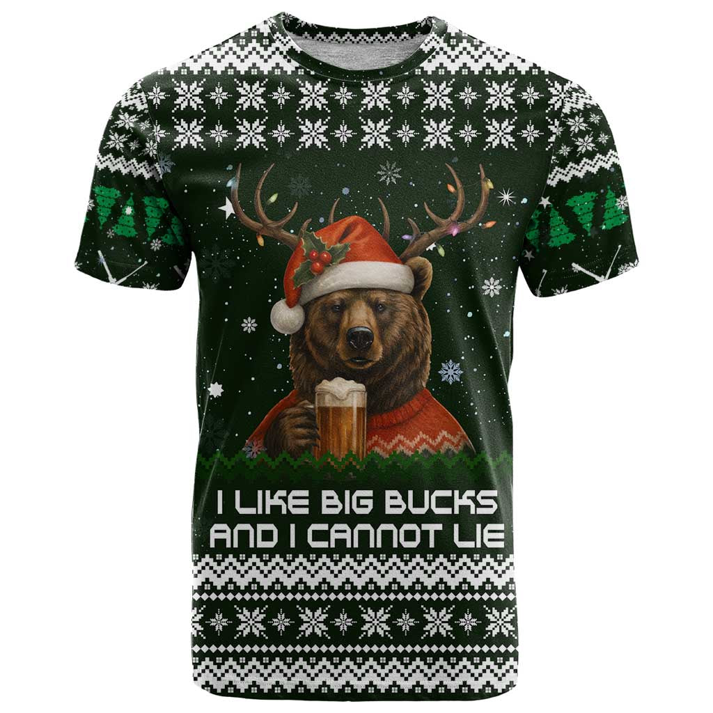 Bear Hunting and Beer Christmas T Shirt Xmas Holiday Patterns - Wonder Print Shop