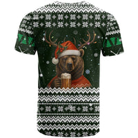 Bear Hunting and Beer Christmas T Shirt Xmas Holiday Patterns - Wonder Print Shop