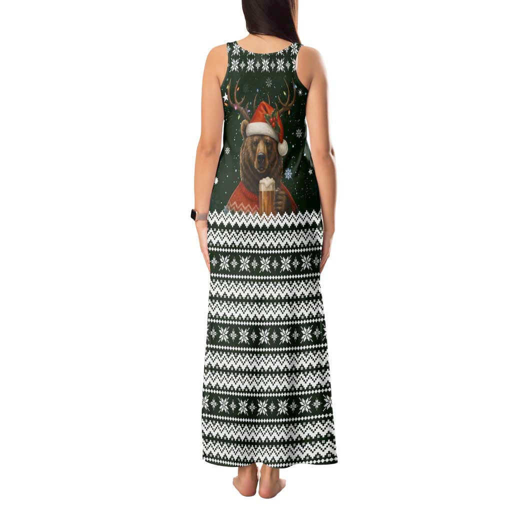 Bear Hunting and Beer Christmas Tank Maxi Dress Xmas Holiday Patterns - Wonder Print Shop