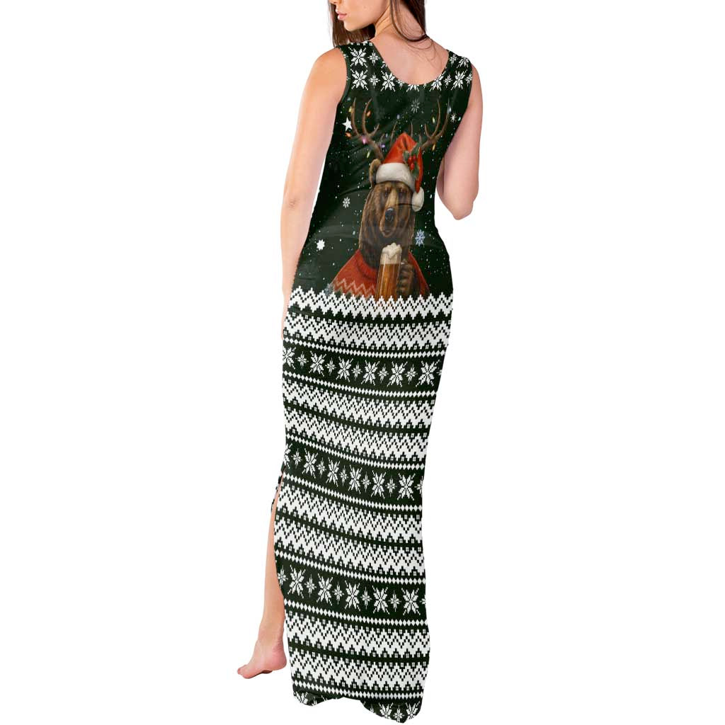 Bear Hunting and Beer Christmas Tank Maxi Dress Xmas Holiday Patterns - Wonder Print Shop