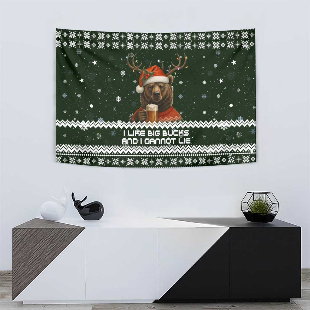 Bear Hunting and Beer Christmas Tapestry Xmas Holiday Patterns - Wonder Print Shop