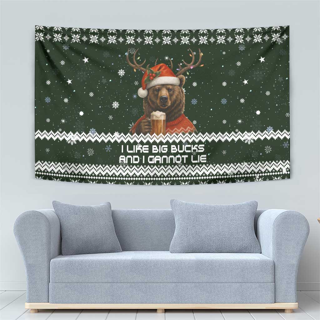 Bear Hunting and Beer Christmas Tapestry Xmas Holiday Patterns - Wonder Print Shop