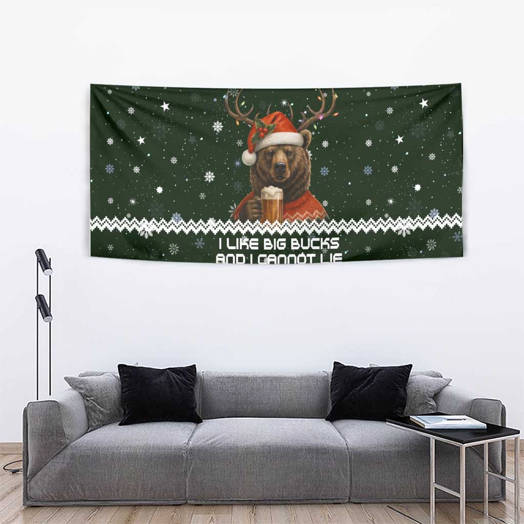 Bear Hunting and Beer Christmas Tapestry Xmas Holiday Patterns - Wonder Print Shop