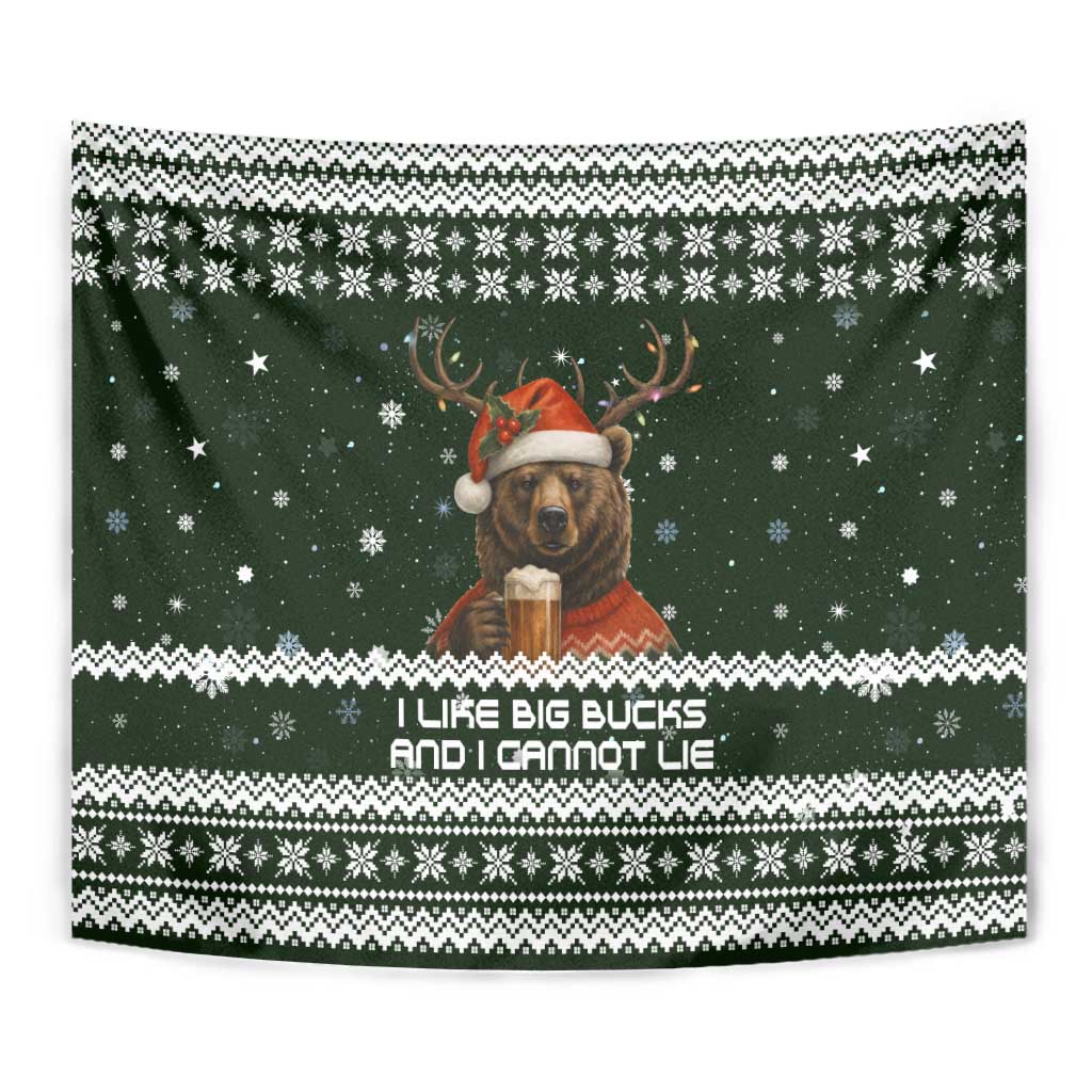 Bear Hunting and Beer Christmas Tapestry Xmas Holiday Patterns - Wonder Print Shop