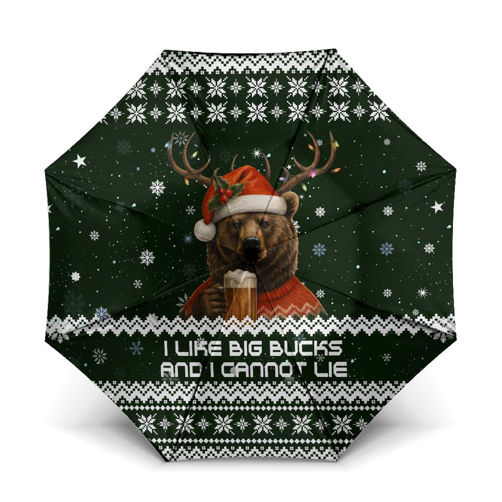 Bear Hunting and Beer Christmas Umbrella Xmas Holiday Patterns - Wonder Print Shop