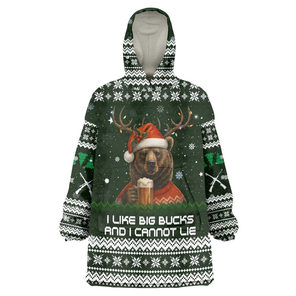 Bear Hunting and Beer Christmas Wearable Blanket Hoodie Xmas Holiday Patterns - Wonder Print Shop