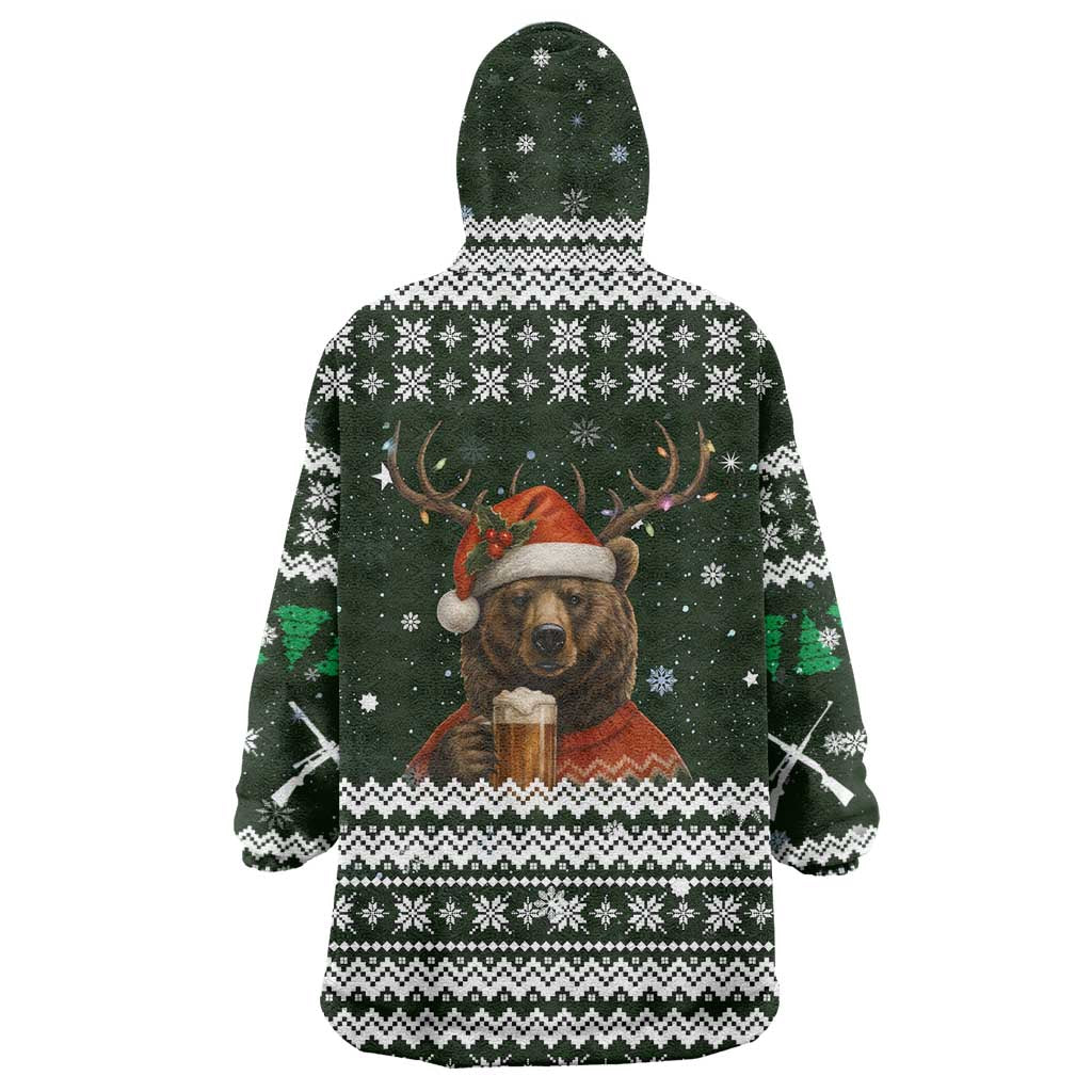 Bear Hunting and Beer Christmas Wearable Blanket Hoodie Xmas Holiday Patterns - Wonder Print Shop