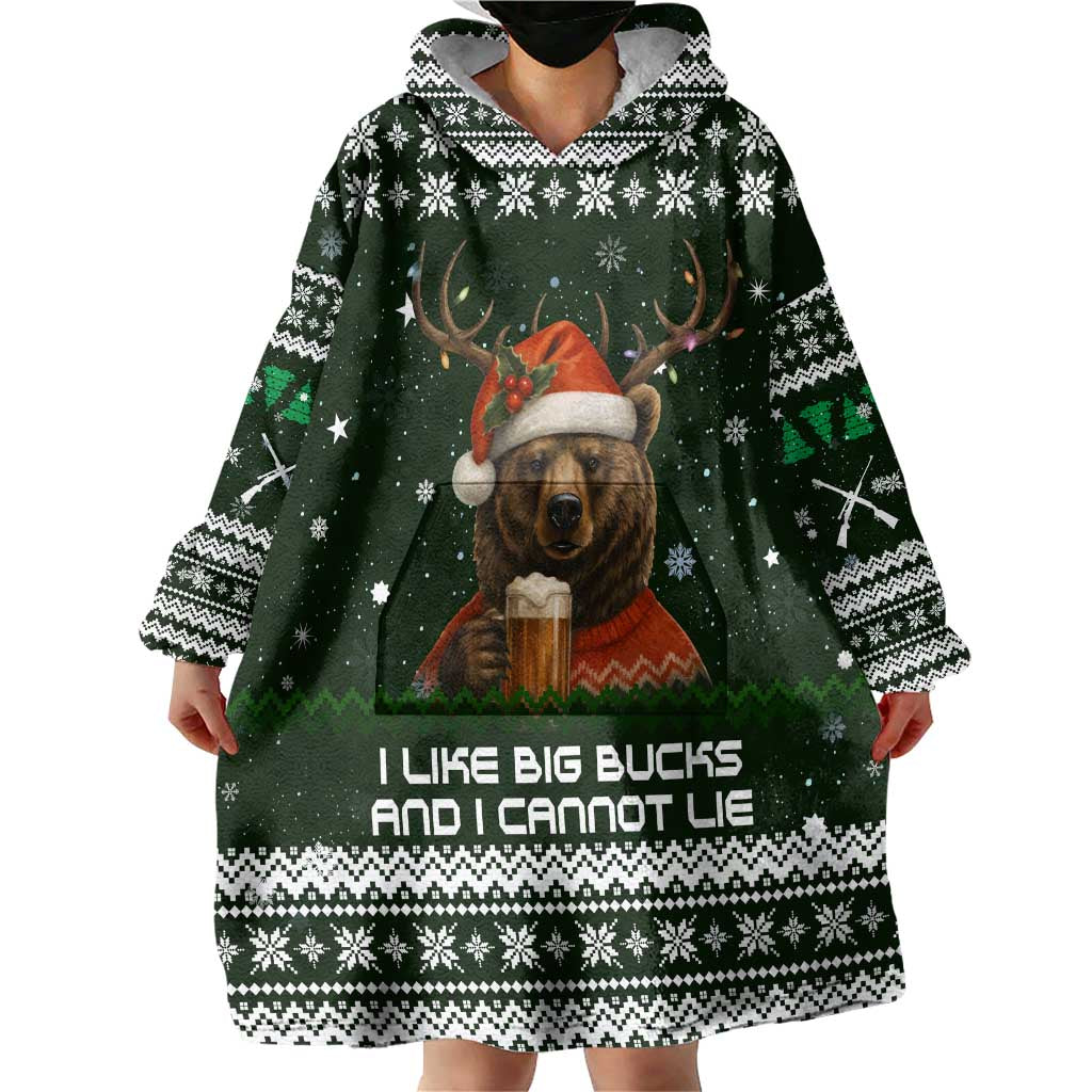 Bear Hunting and Beer Christmas Wearable Blanket Hoodie Xmas Holiday Patterns - Wonder Print Shop