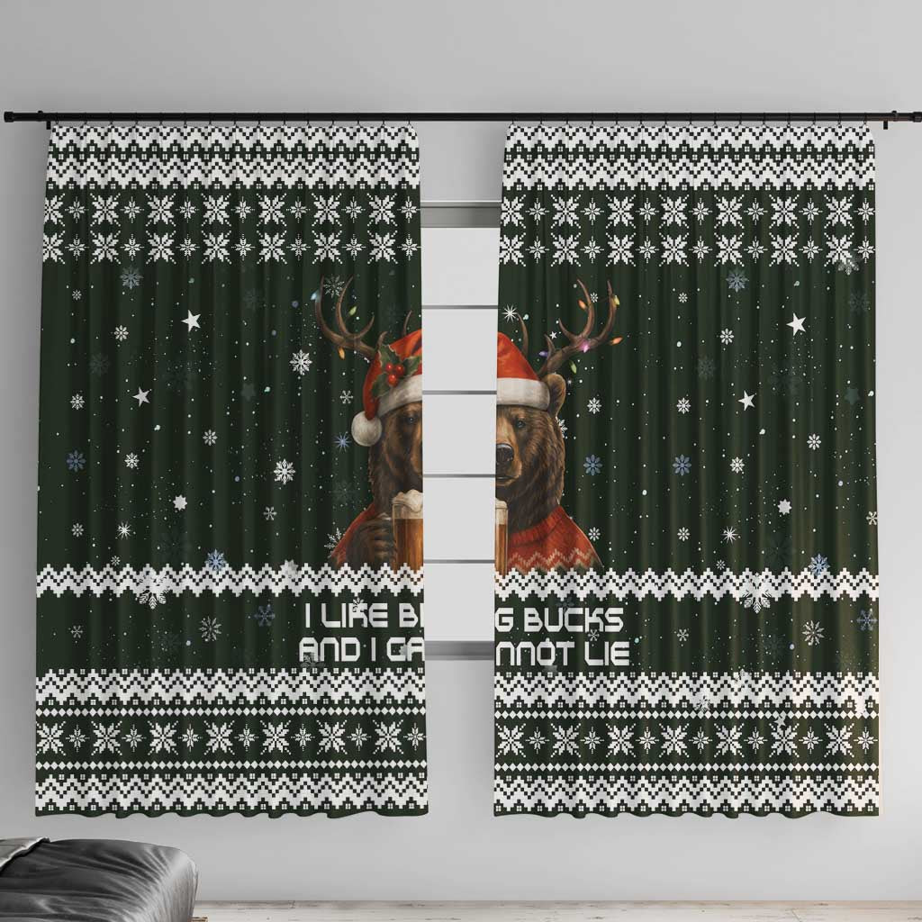 Bear Hunting and Beer Christmas Window Curtain Xmas Holiday Patterns - Wonder Print Shop
