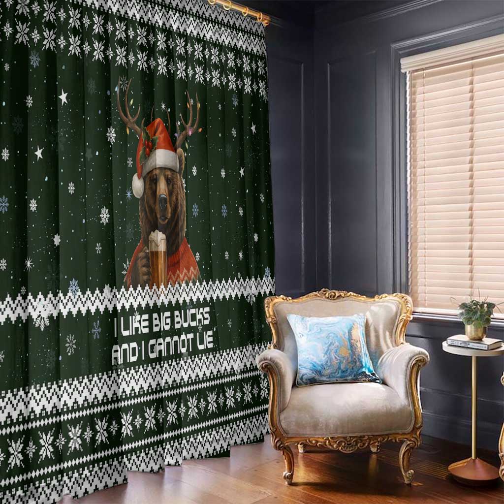 Bear Hunting and Beer Christmas Window Curtain Xmas Holiday Patterns - Wonder Print Shop
