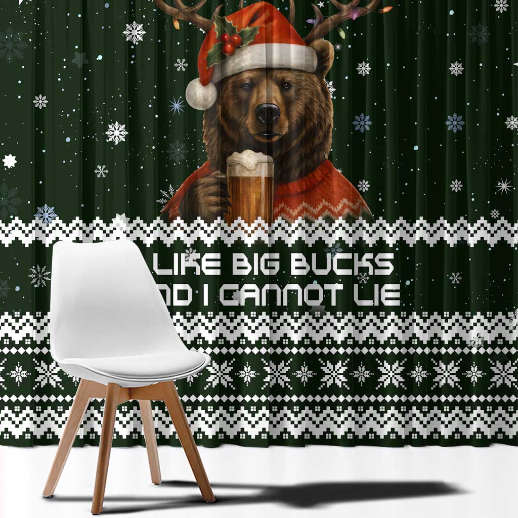 Bear Hunting and Beer Christmas Window Curtain Xmas Holiday Patterns - Wonder Print Shop