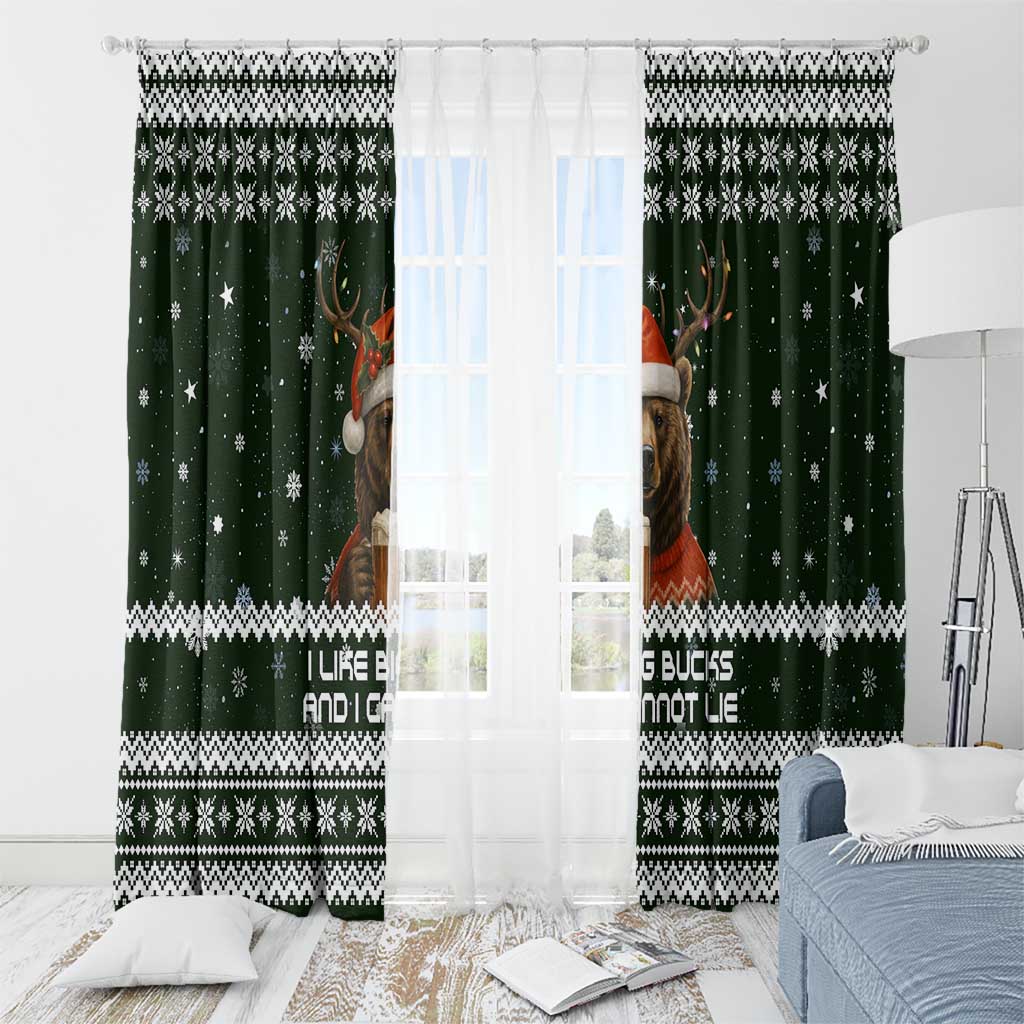 Bear Hunting and Beer Christmas Window Curtain Xmas Holiday Patterns - Wonder Print Shop