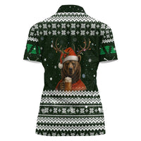 Bear Hunting and Beer Christmas Women Polo Shirt Xmas Holiday Patterns - Wonder Print Shop