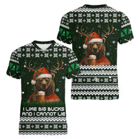 Bear Hunting and Beer Christmas Women V-Neck T-Shirt Xmas Holiday Patterns - Wonder Print Shop