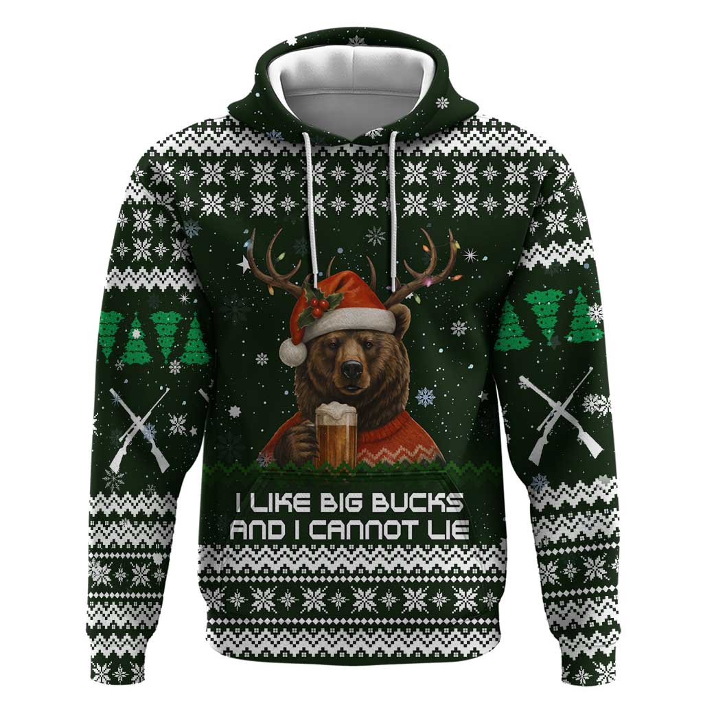Bear Hunting and Beer Christmas Zip Hoodie Xmas Holiday Patterns - Wonder Print Shop