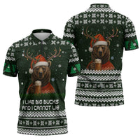 Bear Hunting and Beer Christmas Zipper Polo Shirt Xmas Holiday Patterns - Wonder Print Shop