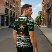 Bear Hunting and Beer Christmas Zipper Polo Shirt Xmas Holiday Patterns - Wonder Print Shop