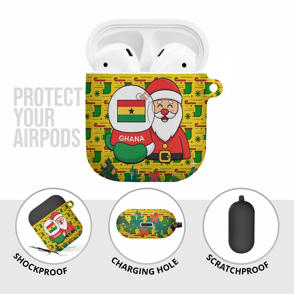 Ghana Christmas AirPods Case with Santa Ornament National Coat of Arms and Festive - Wonder Print Shop