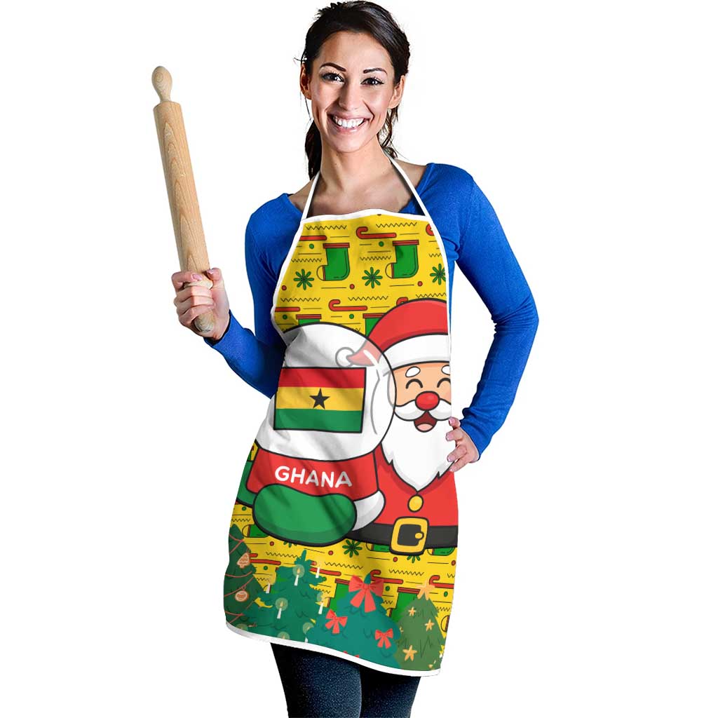 Ghana Christmas Apron with Santa Ornament National Coat of Arms and Festive - Wonder Print Shop
