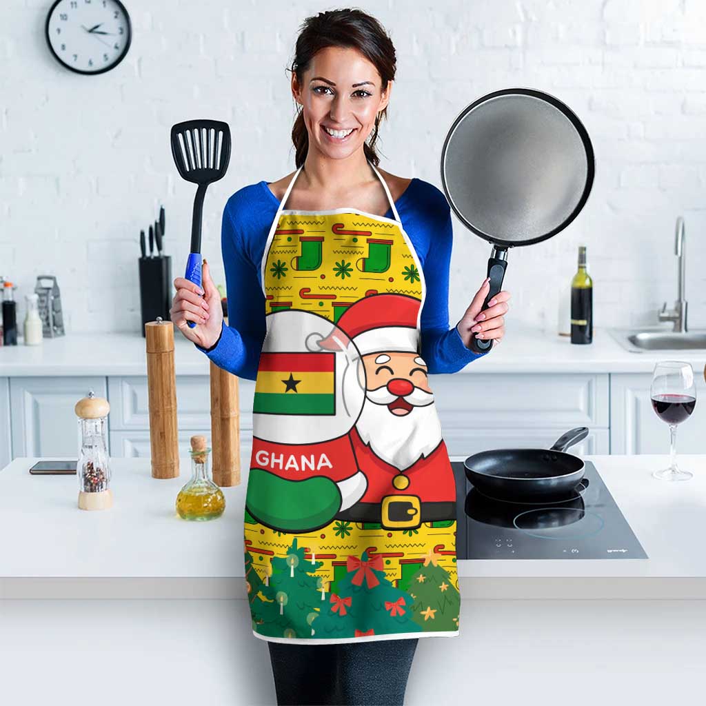 Ghana Christmas Apron with Santa Ornament National Coat of Arms and Festive - Wonder Print Shop