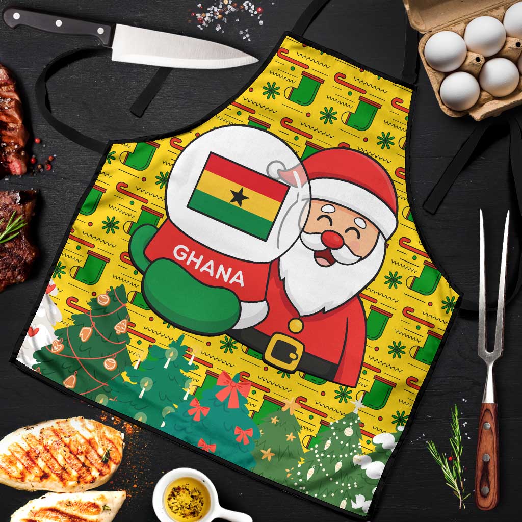 Ghana Christmas Apron with Santa Ornament National Coat of Arms and Festive - Wonder Print Shop