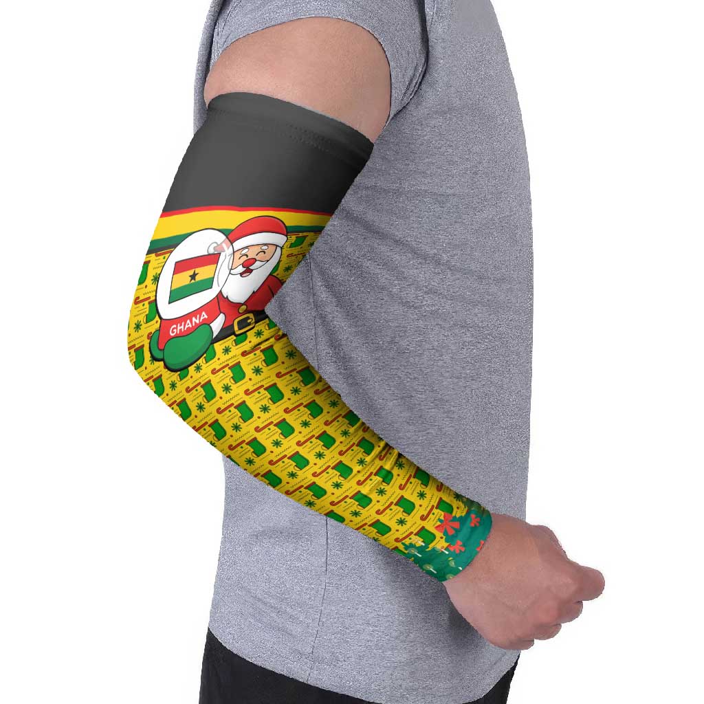 Ghana Christmas Arm Sleeves with Santa Ornament National Coat of Arms and Festive - Wonder Print Shop