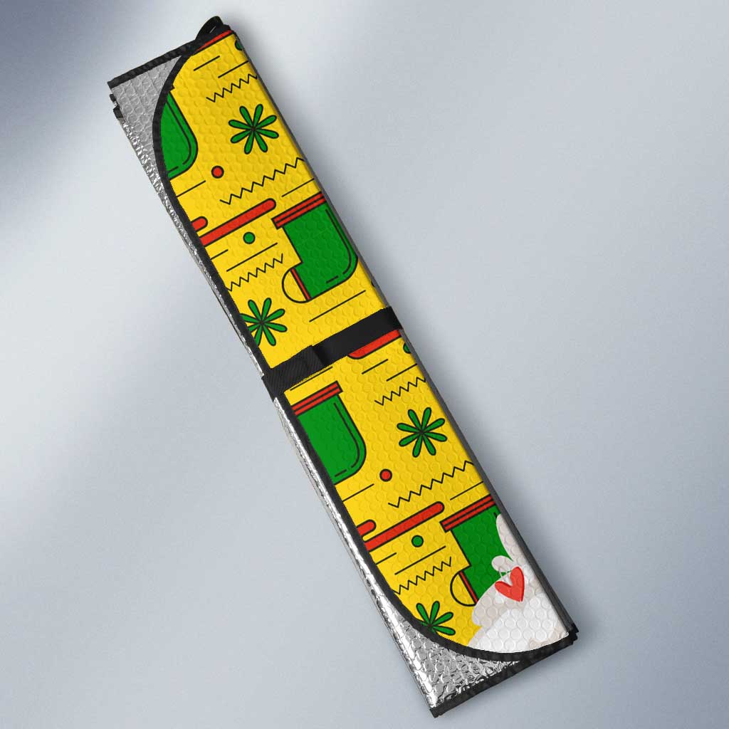 Ghana Christmas Auto Sun Shade with Santa Ornament National Coat of Arms and Festive - Wonder Print Shop