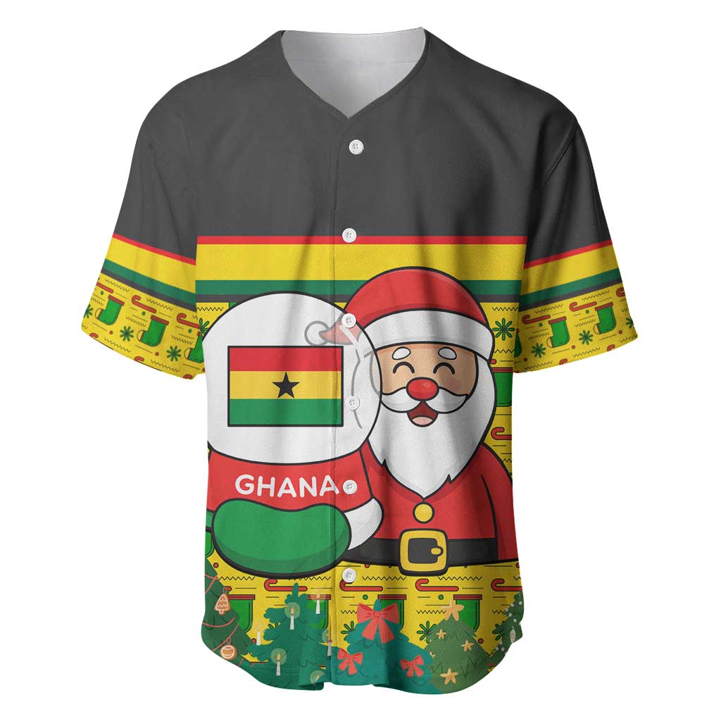 Ghana Christmas Baseball Jersey with Santa Ornament National Coat of Arms and Festive - Wonder Print Shop
