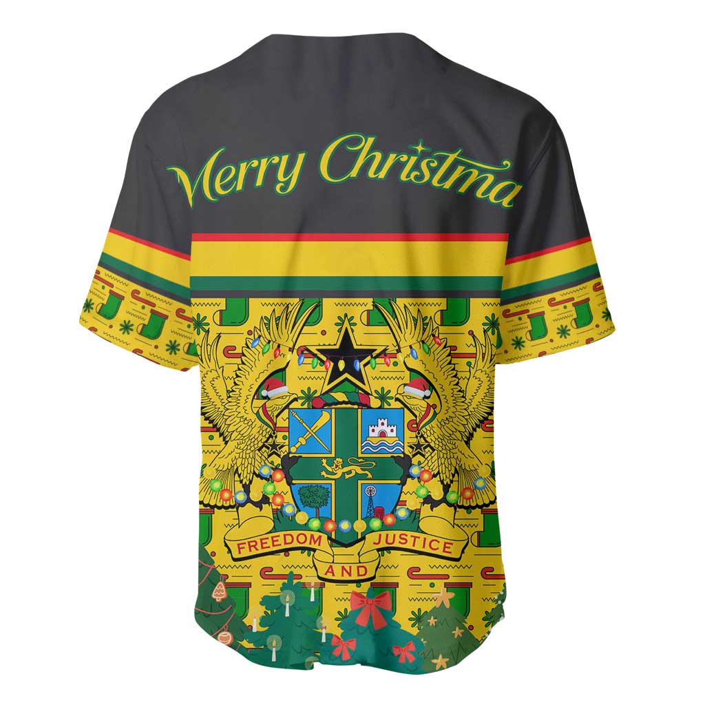 Ghana Christmas Baseball Jersey with Santa Ornament National Coat of Arms and Festive - Wonder Print Shop