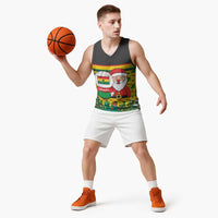 Ghana Christmas Basketball Jersey with Santa Ornament National Coat of Arms and Festive - Wonder Print Shop