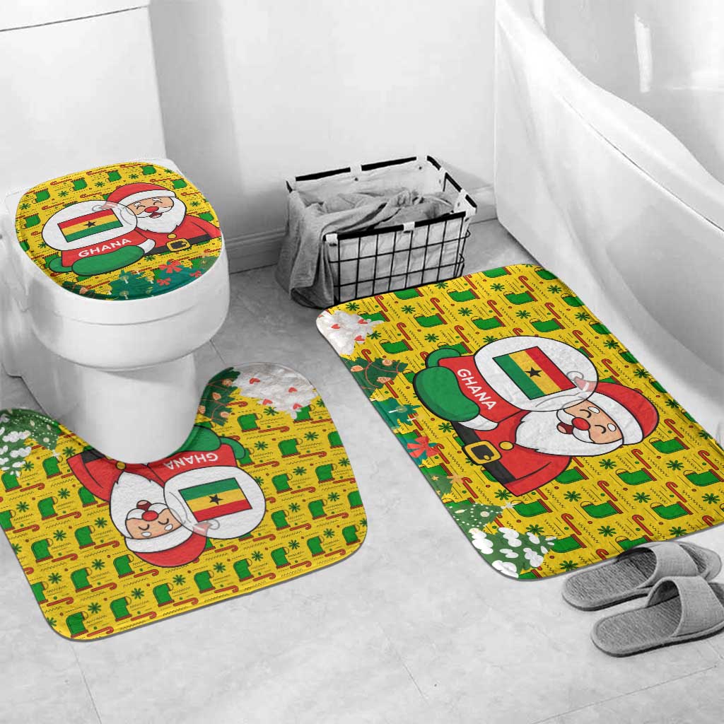 Ghana Christmas Bathroom Set with Santa Ornament National Coat of Arms and Festive - Wonder Print Shop