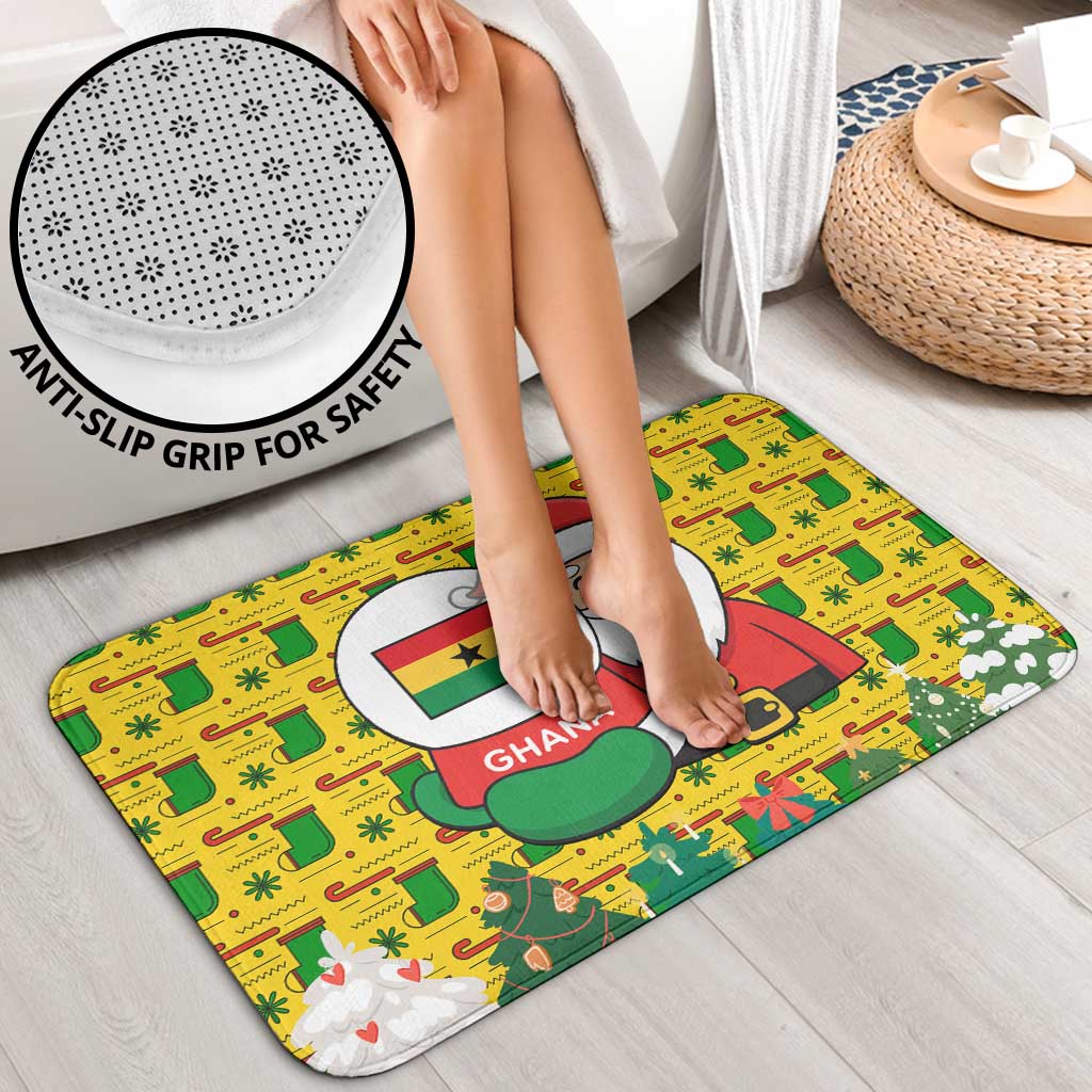 Ghana Christmas Bathroom Set with Santa Ornament National Coat of Arms and Festive - Wonder Print Shop