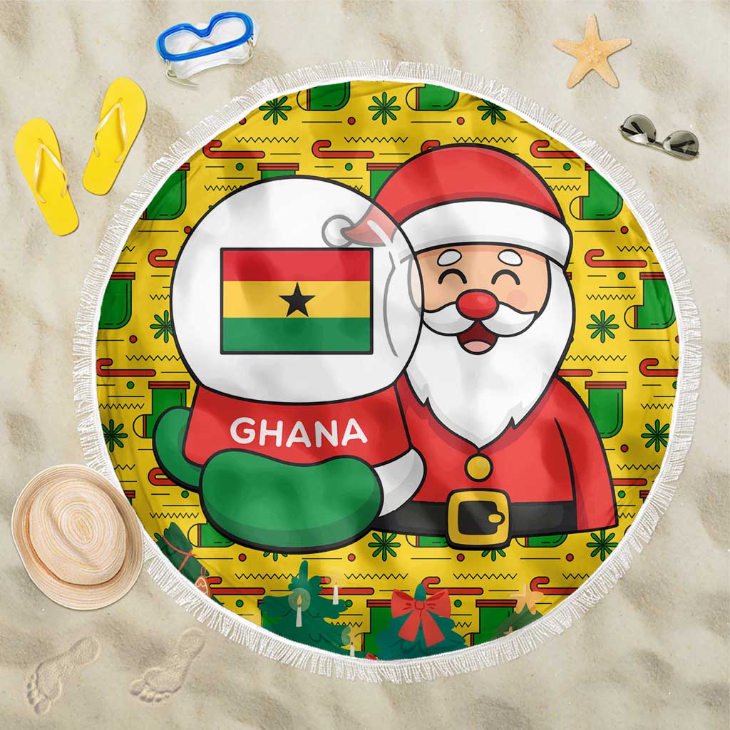 Ghana Christmas Beach Blanket with Santa Ornament National Coat of Arms and Festive - Wonder Print Shop