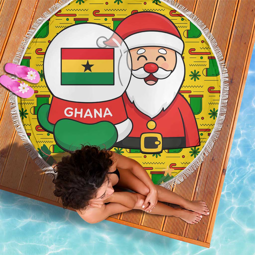 Ghana Christmas Beach Blanket with Santa Ornament National Coat of Arms and Festive - Wonder Print Shop