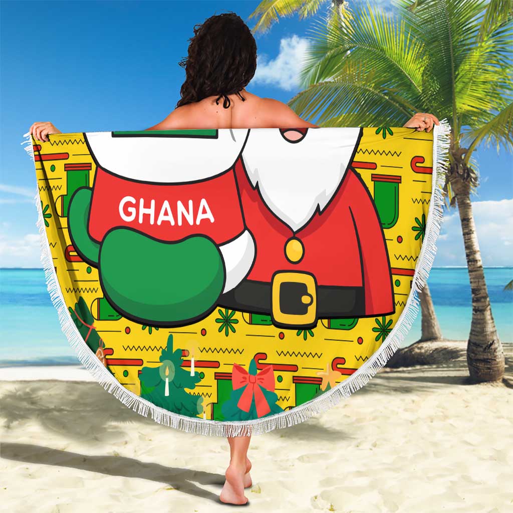Ghana Christmas Beach Blanket with Santa Ornament National Coat of Arms and Festive - Wonder Print Shop