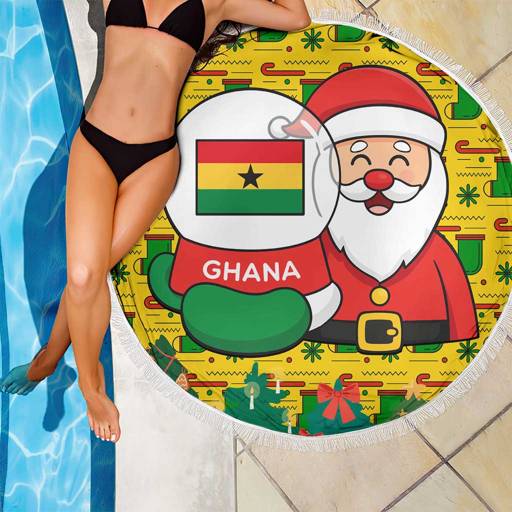 Ghana Christmas Beach Blanket with Santa Ornament National Coat of Arms and Festive - Wonder Print Shop