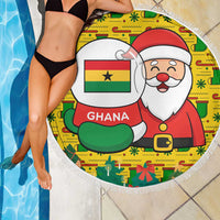 Ghana Christmas Beach Blanket with Santa Ornament National Coat of Arms and Festive - Wonder Print Shop