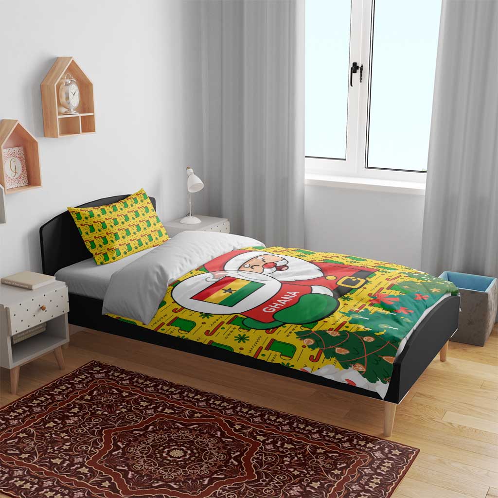 Ghana Christmas Bedding Set with Santa Ornament National Coat of Arms and Festive - Wonder Print Shop