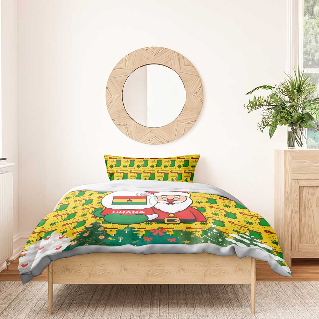 Ghana Christmas Bedding Set with Santa Ornament National Coat of Arms and Festive - Wonder Print Shop