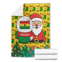Ghana Christmas Blanket with Santa Ornament National Coat of Arms and Festive - Wonder Print Shop