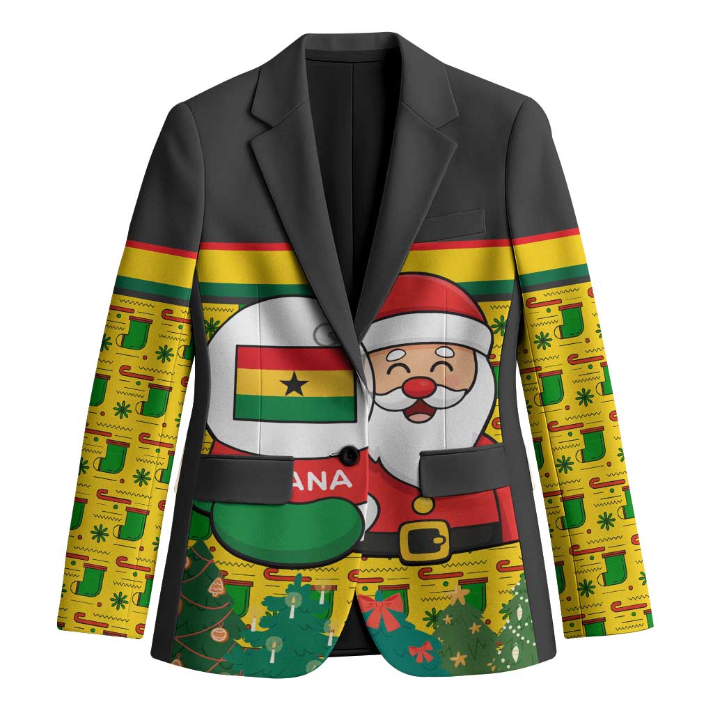 Ghana Christmas Blazer with Santa Ornament National Coat of Arms and Festive - Wonder Print Shop